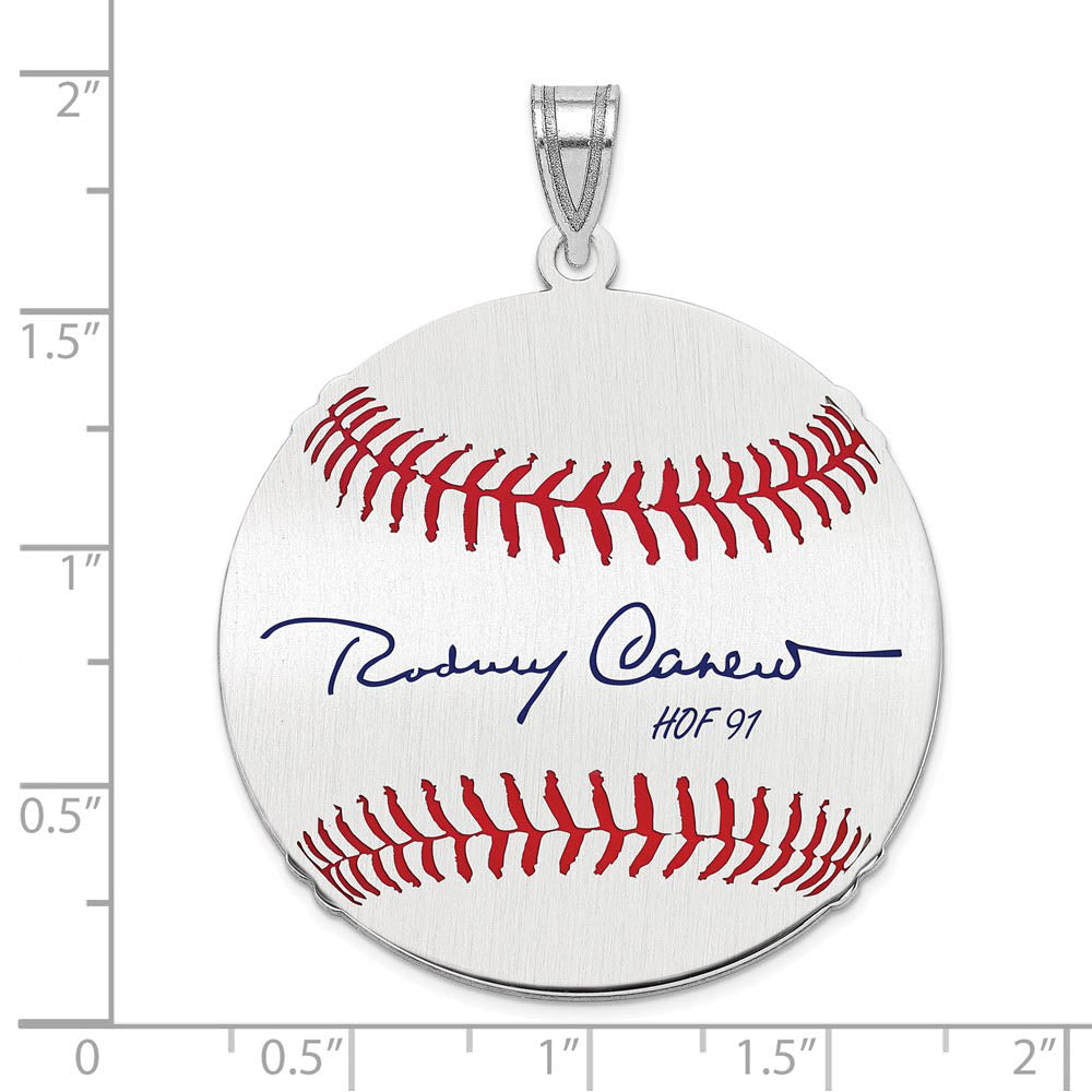 Alternate view of the Sterling Silver Rod Carew Signature LG Enamel Baseball Pendant by The Black Bow Jewelry Co.