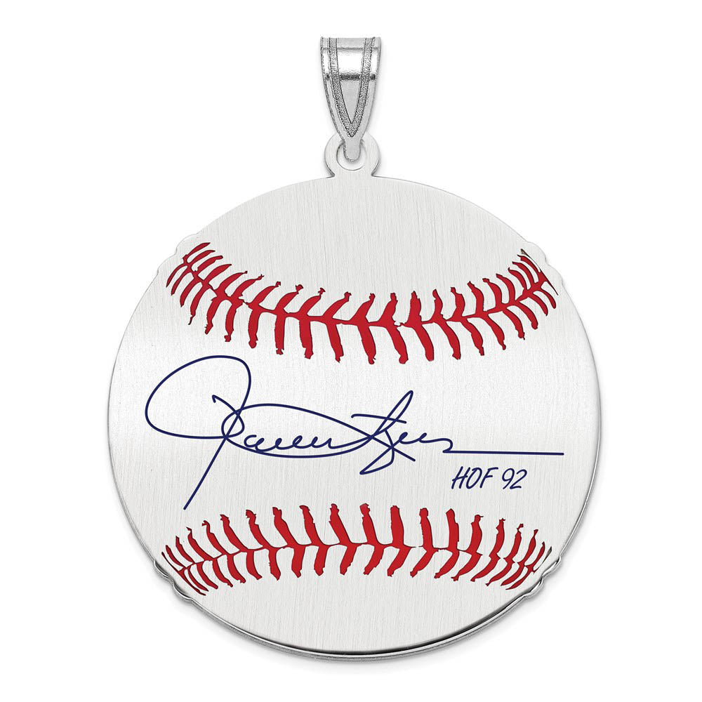 Sterling Silver Rollie Fingers Signature LG Enamel Baseball Pendant, Item P31464 by The Black Bow Jewelry Co.
