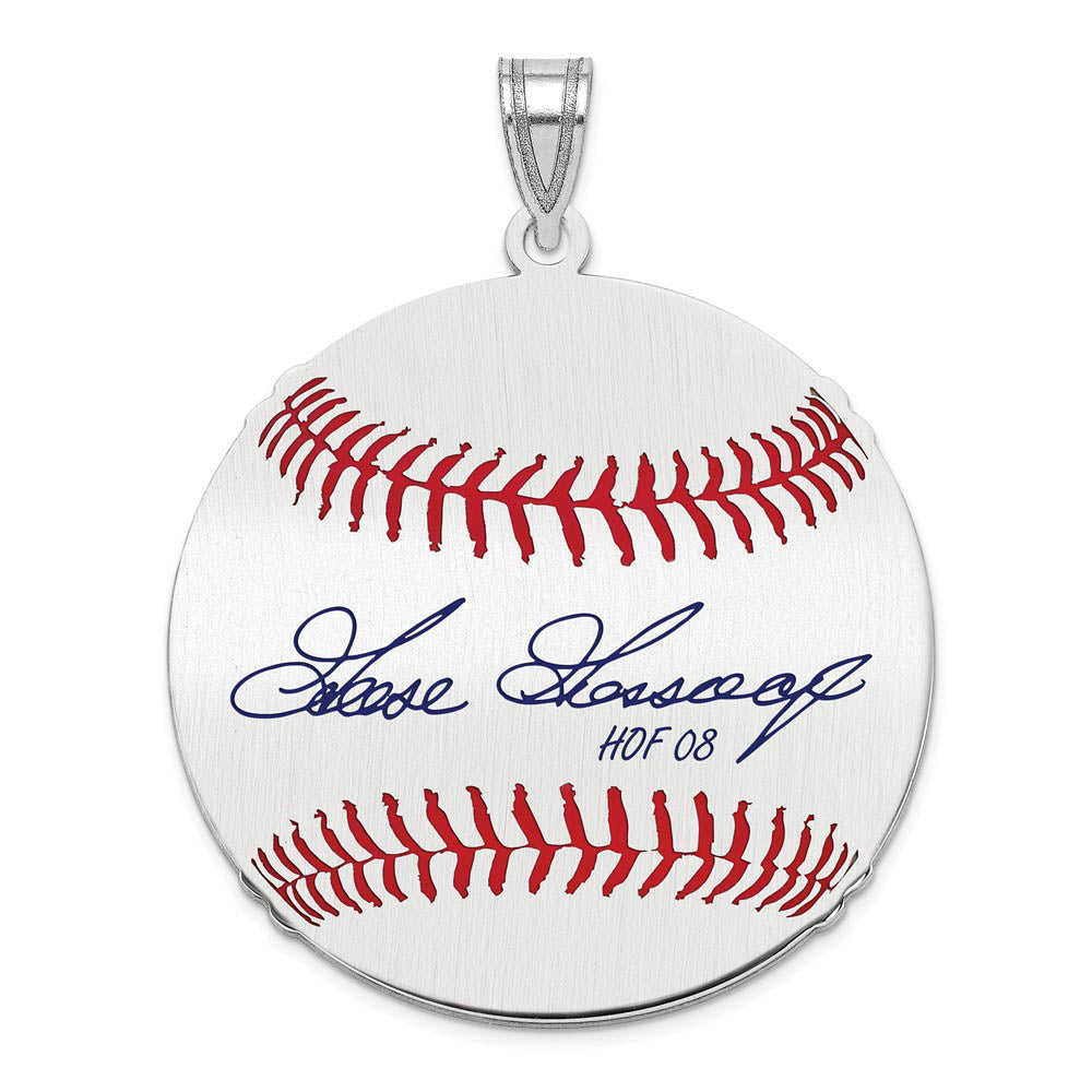 Sterling Silver Rich GOOSE Gossage Signature LG Enaml Baseball Pendant, Item P31465 by The Black Bow Jewelry Co.