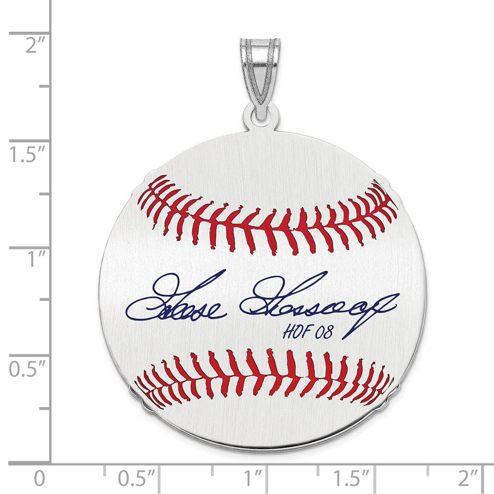 Alternate view of the Sterling Silver Rich GOOSE Gossage Signature LG Enaml Baseball Pendant by The Black Bow Jewelry Co.