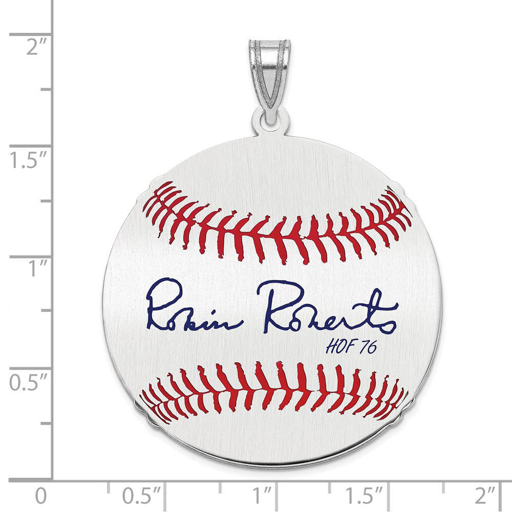 Alternate view of the Sterling Silver Robin Roberts Signature LG Enamel Baseball Pendant by The Black Bow Jewelry Co.