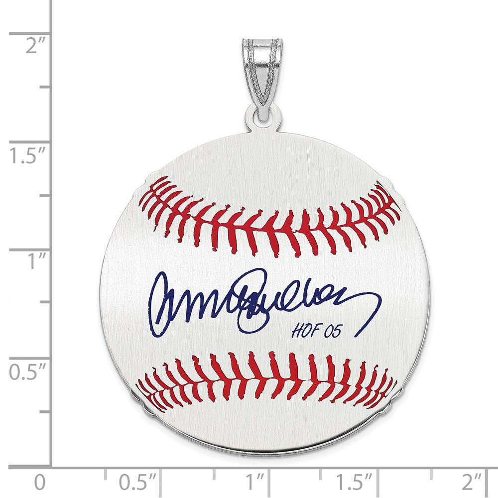 Alternate view of the Sterling Silver Ryne Sandberg Signature LG Enamel Baseball Pendant by The Black Bow Jewelry Co.