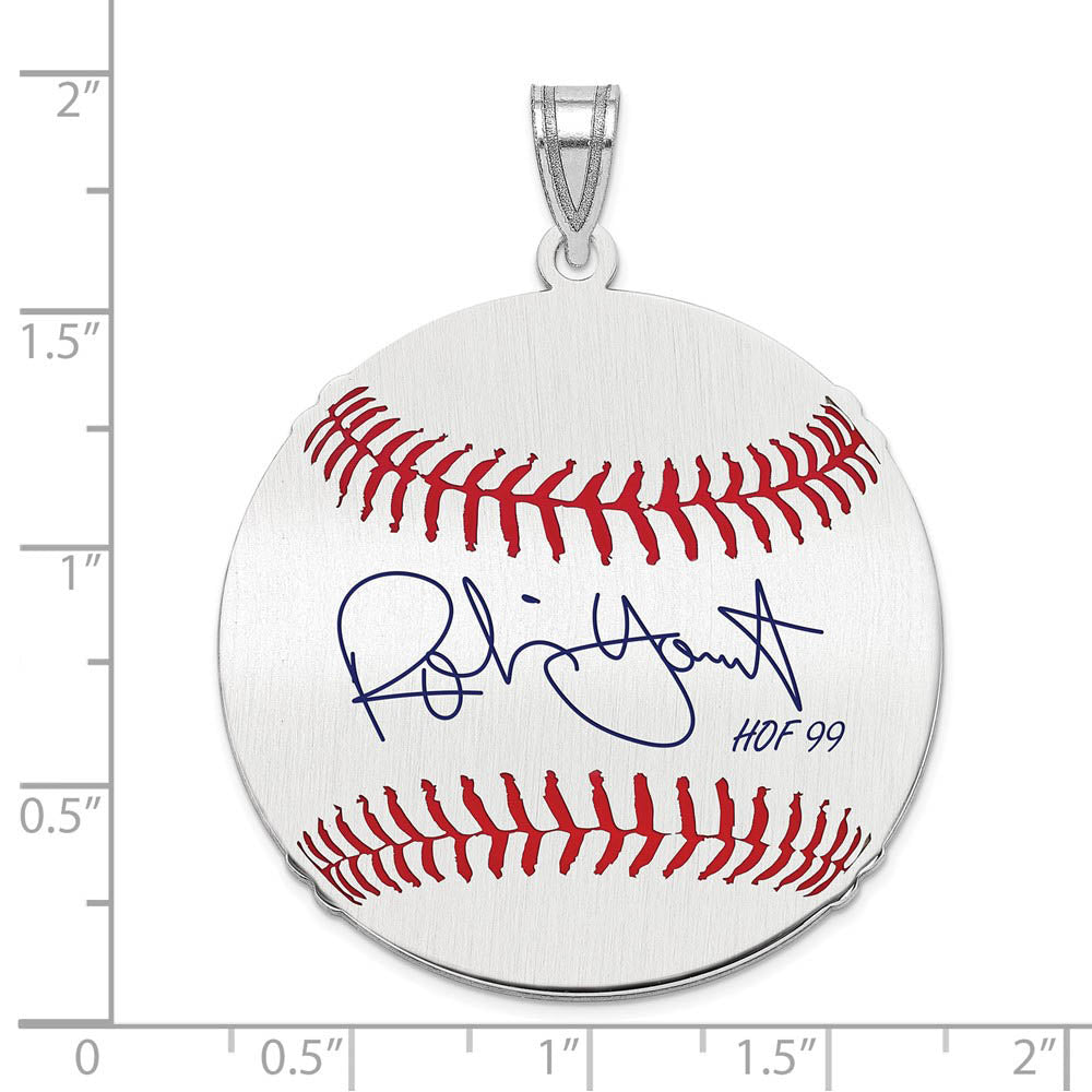 Alternate view of the Sterling Silver Robin Yount Signature LG Enamel Baseball Pendant by The Black Bow Jewelry Co.