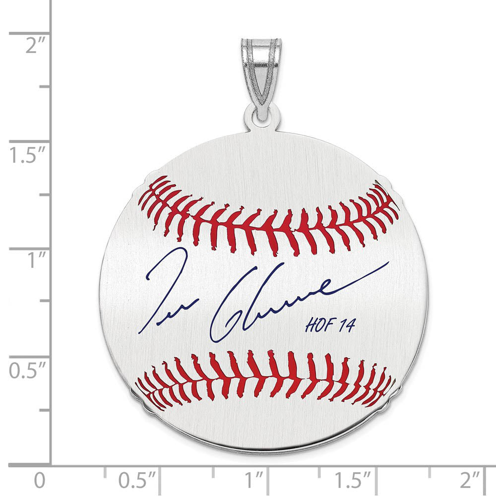 Alternate view of the Sterling Silver Tom Glavine Signature LG Enamel Baseball Pendant by The Black Bow Jewelry Co.
