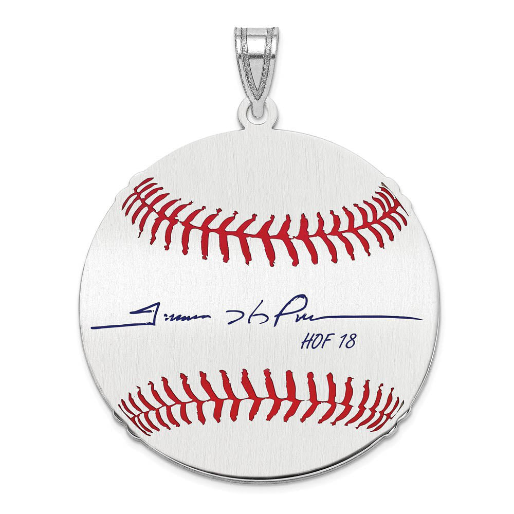 Sterling Silver Trevor Hoffman Signature LG Enamel Baseball Pendant, Item P31473 by The Black Bow Jewelry Co.