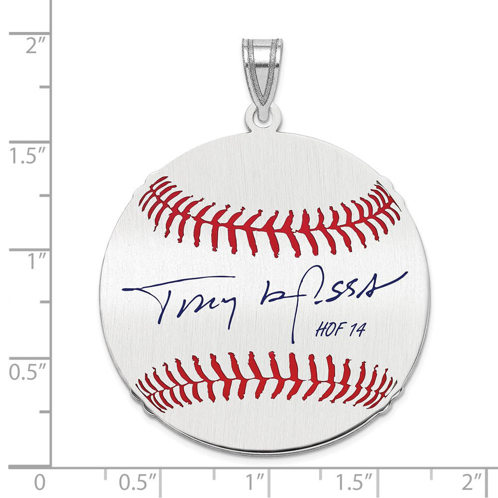 Alternate view of the Sterling Silver Tony La Russa Signature LG Enamel Baseball Pendant by The Black Bow Jewelry Co.