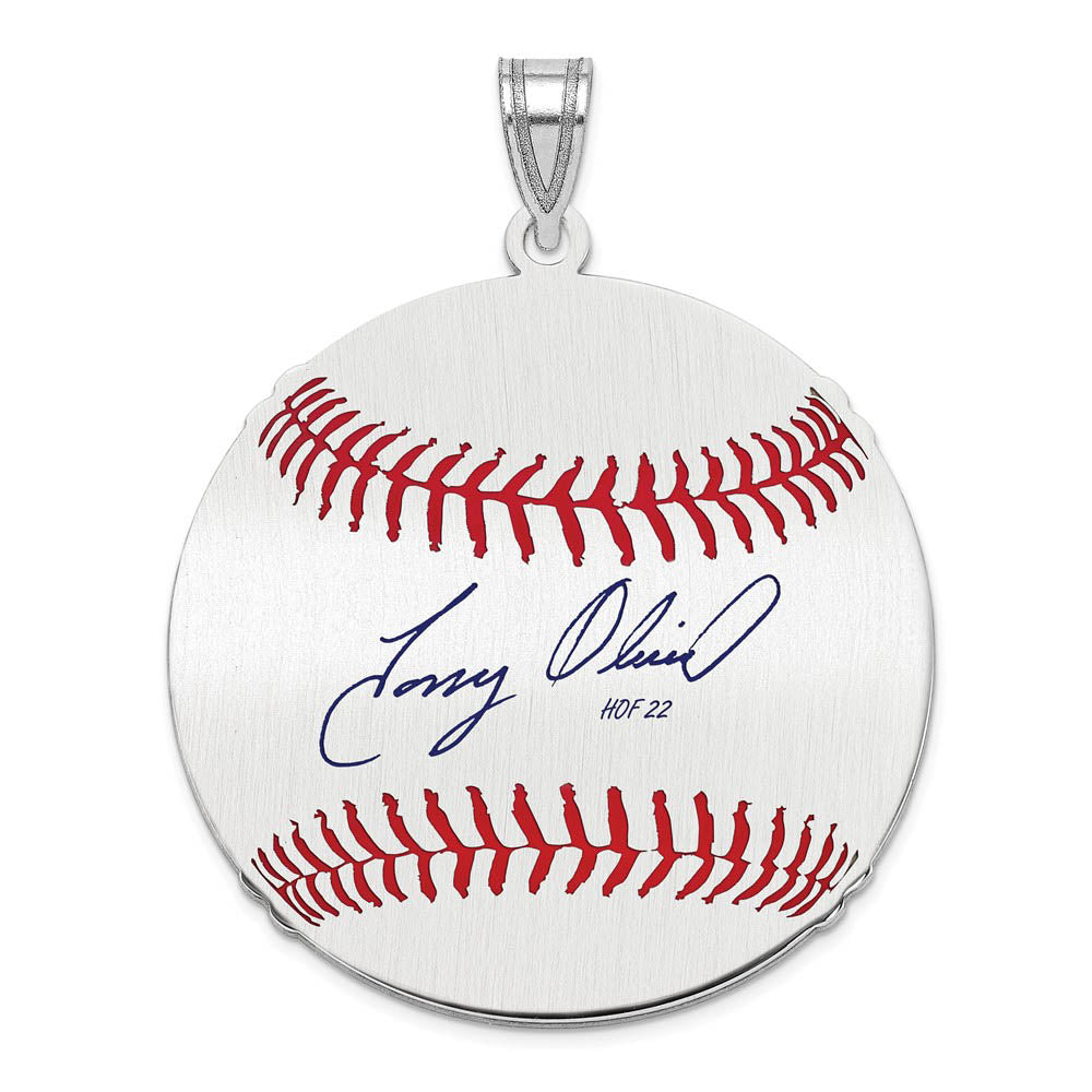 Sterling Silver Tony Oliva Signature LG Enamel Baseball Pendant, Item P31476 by The Black Bow Jewelry Co.