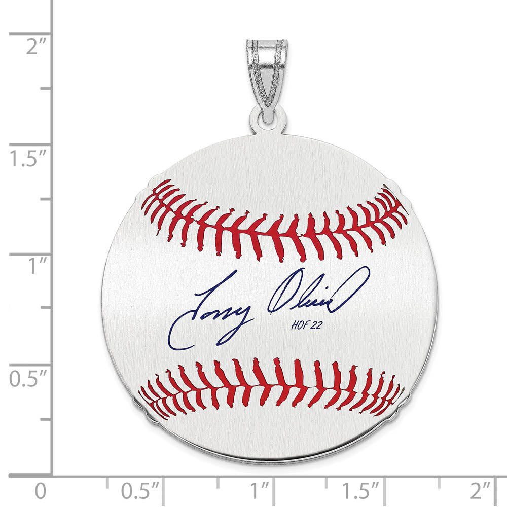 Alternate view of the Sterling Silver Tony Oliva Signature LG Enamel Baseball Pendant by The Black Bow Jewelry Co.