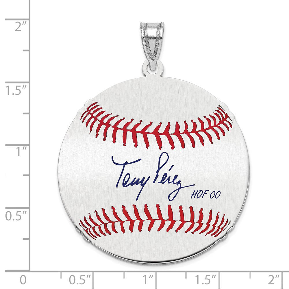Alternate view of the Sterling Silver Tony Perez Signature LG Enamel Baseball Pendant by The Black Bow Jewelry Co.