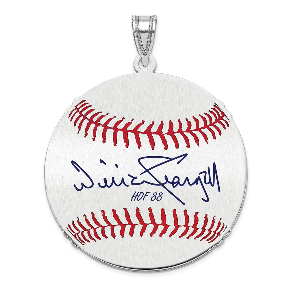 Sterling Silver Willie Stargell Signature LG Enamel Baseball Pendant, Item P31484 by The Black Bow Jewelry Co.