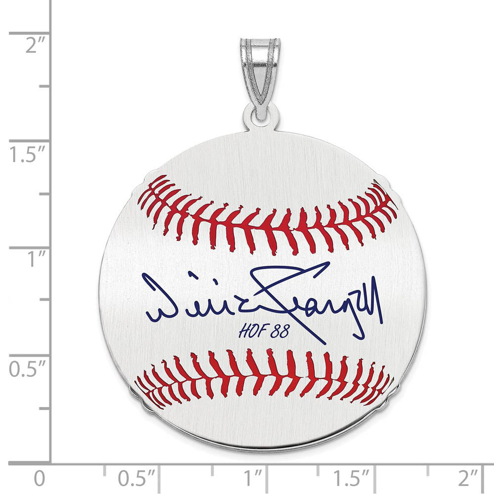 Alternate view of the Sterling Silver Willie Stargell Signature LG Enamel Baseball Pendant by The Black Bow Jewelry Co.