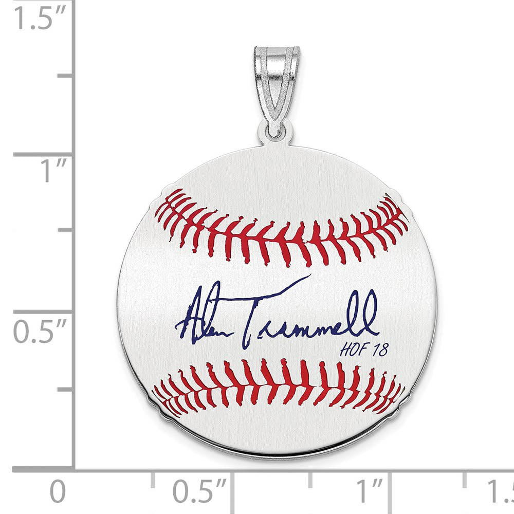 Alternate view of the Sterling Silver Alan Trammell Signature MD Enamel Baseball Pendant by The Black Bow Jewelry Co.