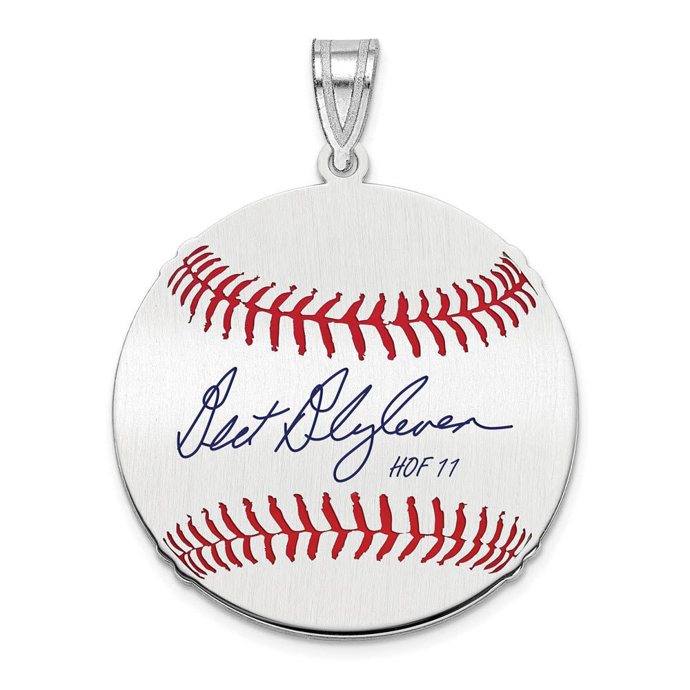 Sterling Silver Bert Blyleven Signature MD Enamel Baseball Pendant, Item P31488 by The Black Bow Jewelry Co.