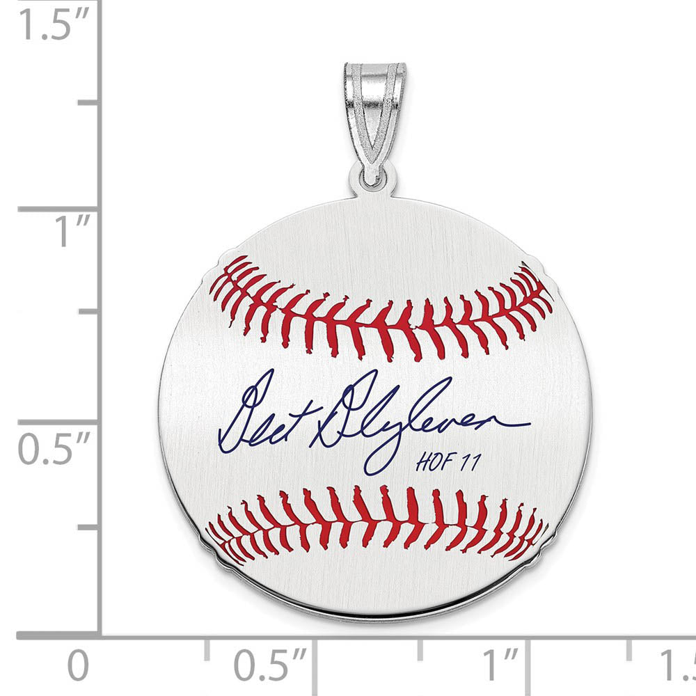 Alternate view of the Sterling Silver Bert Blyleven Signature MD Enamel Baseball Pendant by The Black Bow Jewelry Co.