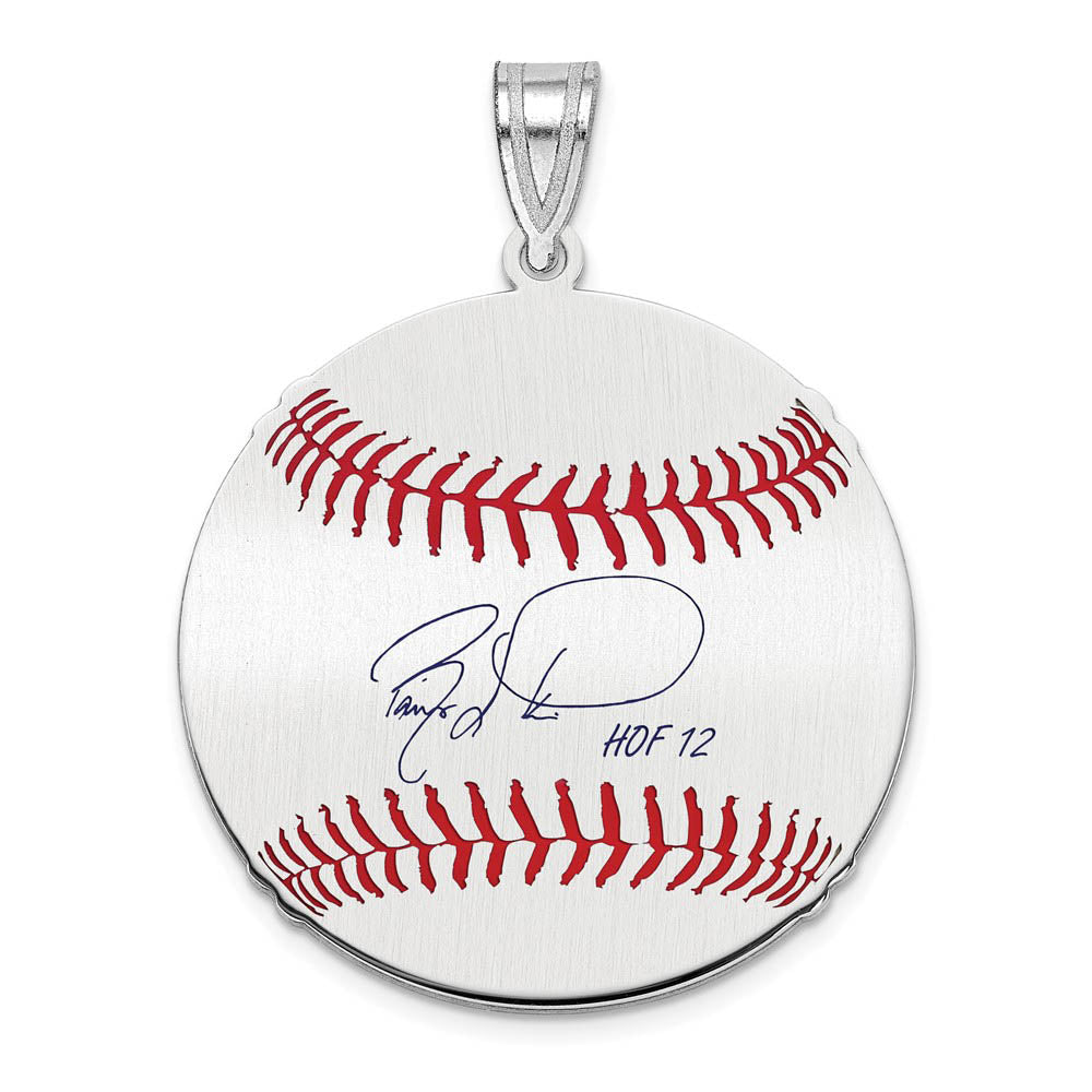 Sterling Silver Barry Larkin Signature MD Enamel Baseball Pendant, Item P31491 by The Black Bow Jewelry Co.