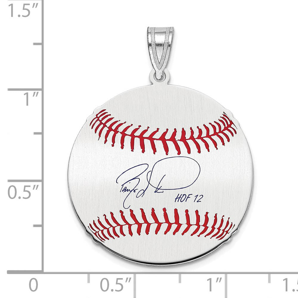 Alternate view of the Sterling Silver Barry Larkin Signature MD Enamel Baseball Pendant by The Black Bow Jewelry Co.