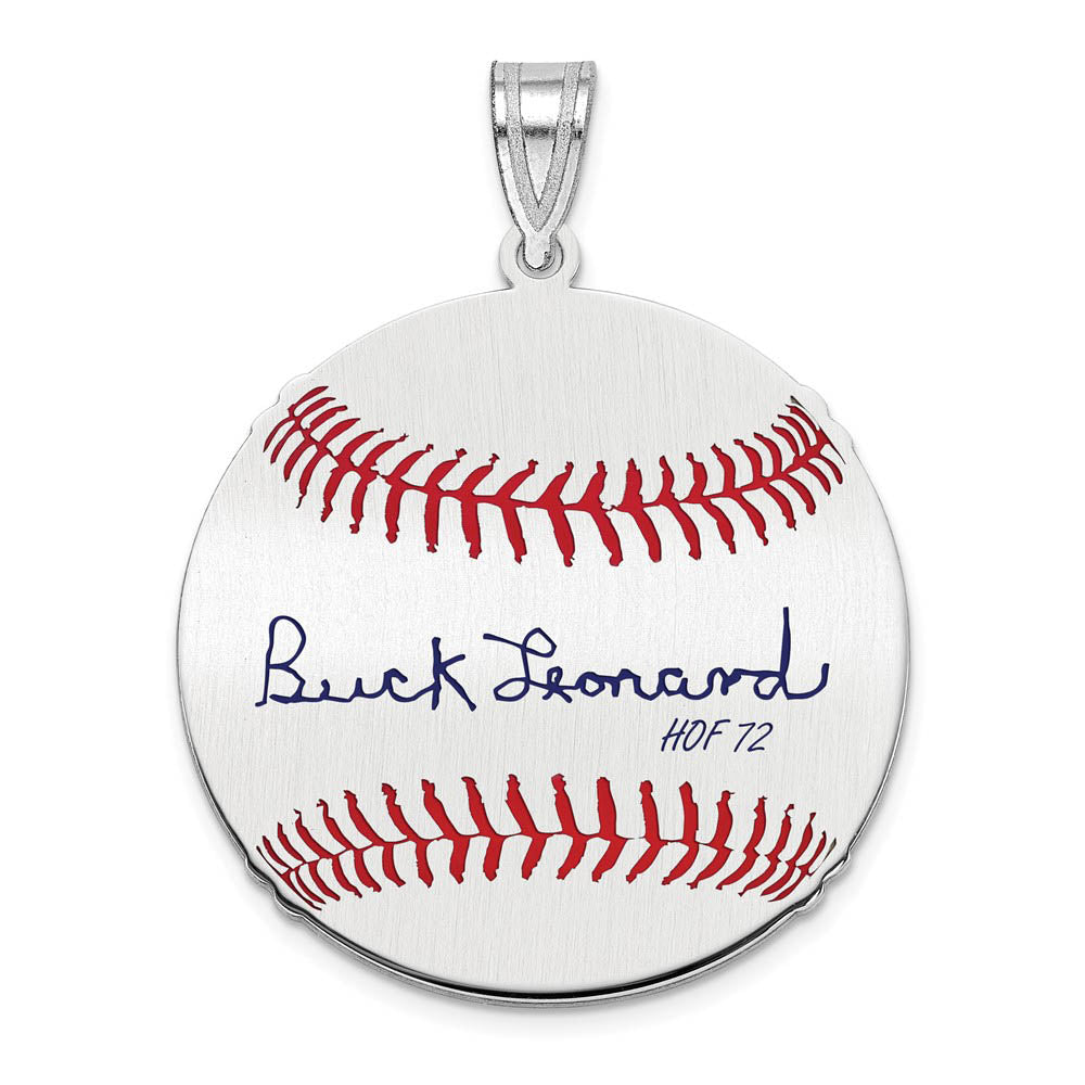 Sterling Silver Buck Leonard Signature MD Enamel Baseball Pendant, Item P31492 by The Black Bow Jewelry Co.
