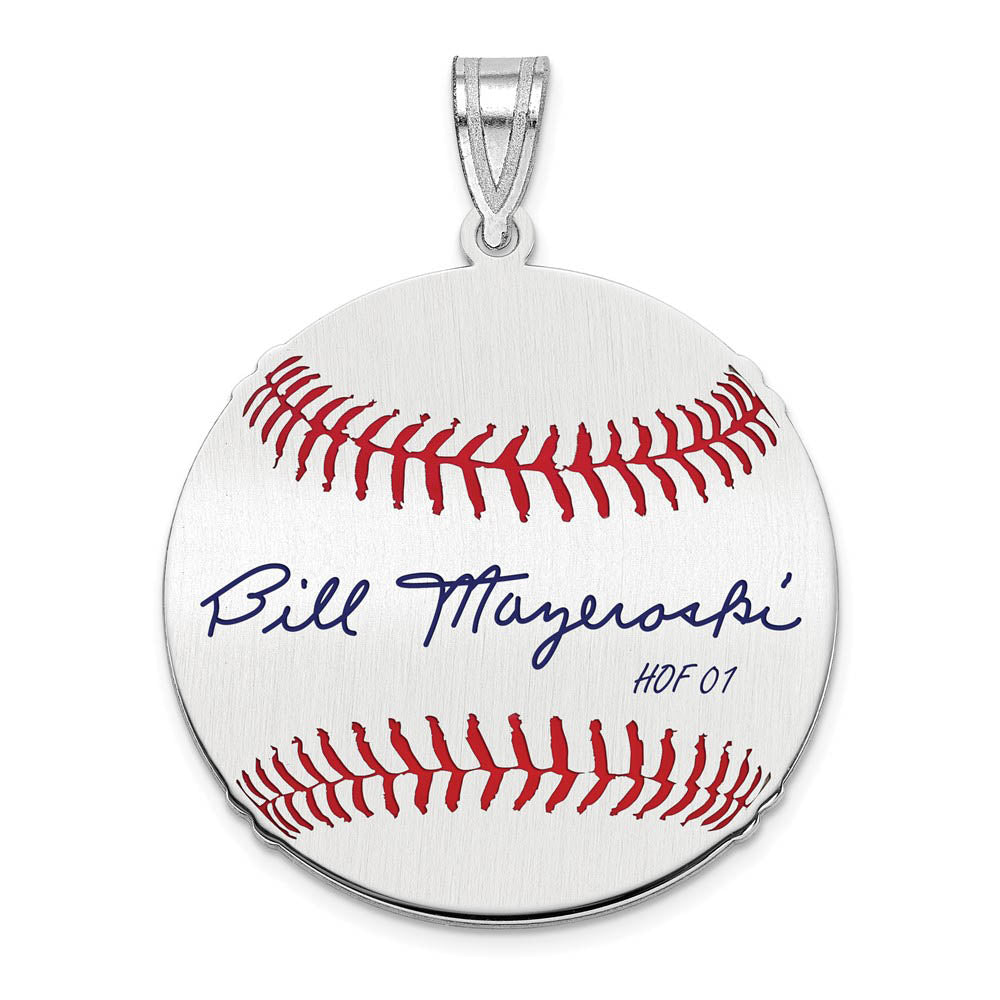 Sterling Silver Bill Mazeroski Signature MD Enamel Baseball Pendant, Item P31494 by The Black Bow Jewelry Co.