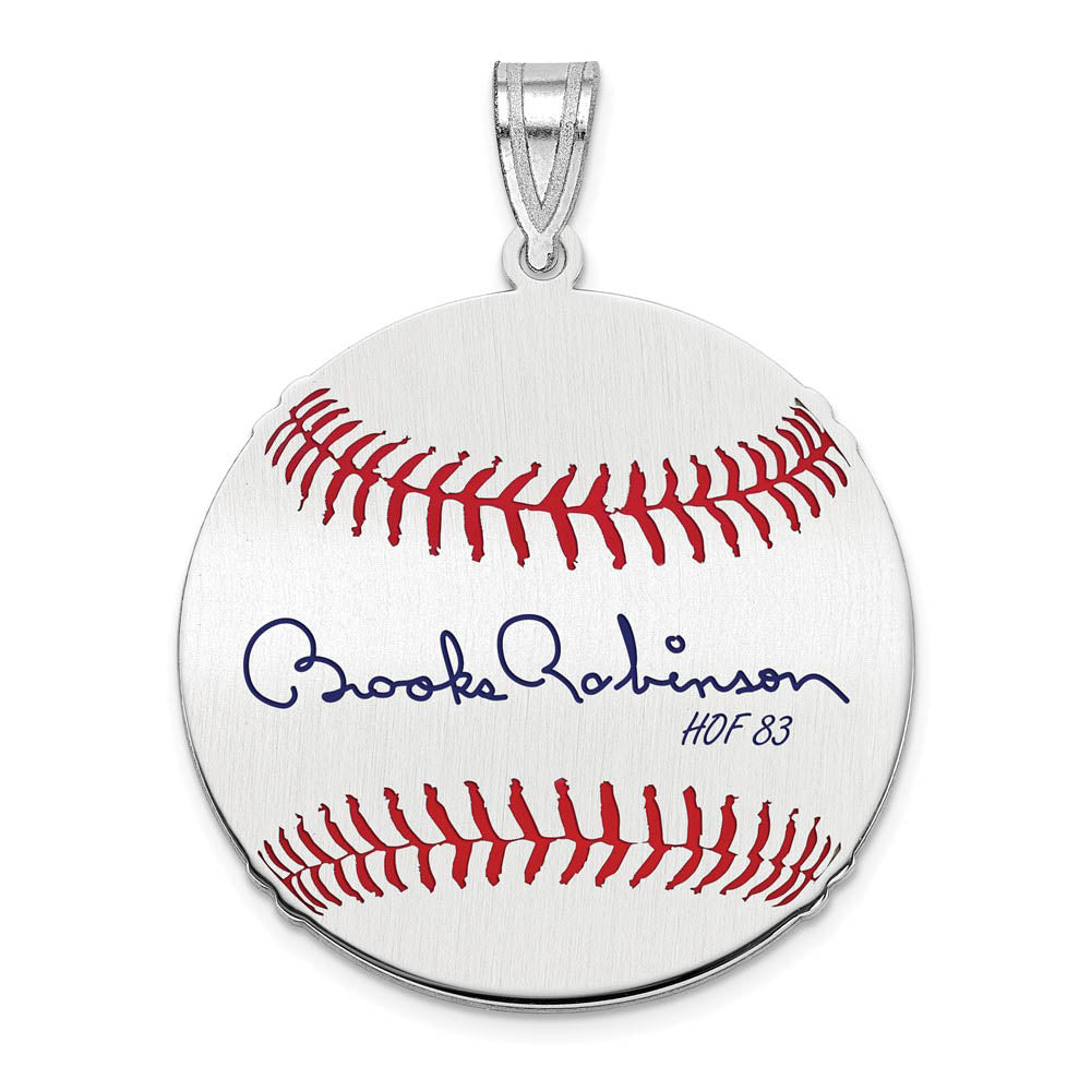 Sterling Silver Brooks Robinson Signature MD Enamel Baseball Pendant, Item P31495 by The Black Bow Jewelry Co.