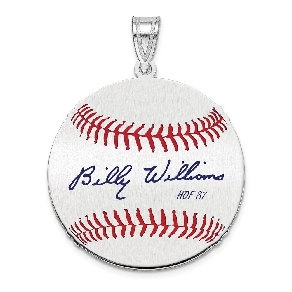 Sterling Silver Billy Williams Signature MD Enamel Baseball Pendant, Item P31497 by The Black Bow Jewelry Co.