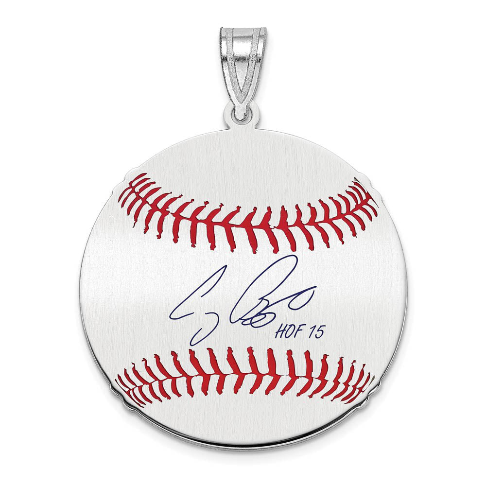 Sterling Silver Craig Biggio Signature MD Enamel Baseball Pendant, Item P31498 by The Black Bow Jewelry Co.