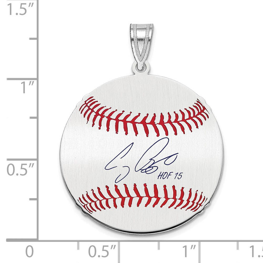 Alternate view of the Sterling Silver Craig Biggio Signature MD Enamel Baseball Pendant by The Black Bow Jewelry Co.