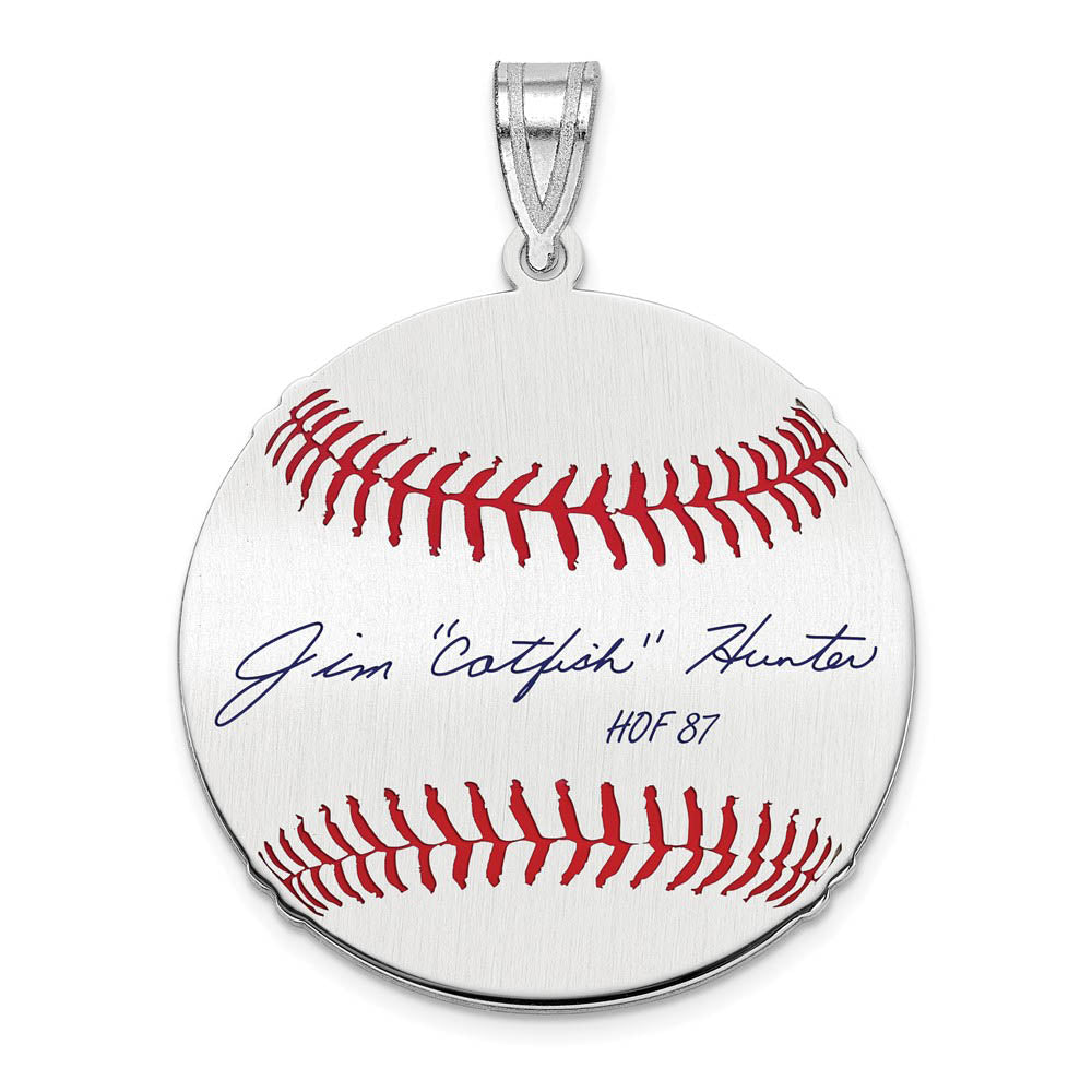 Sterling Silver Catfish Hunter Signature MD Enamel Baseball Pendant, Item P31499 by The Black Bow Jewelry Co.