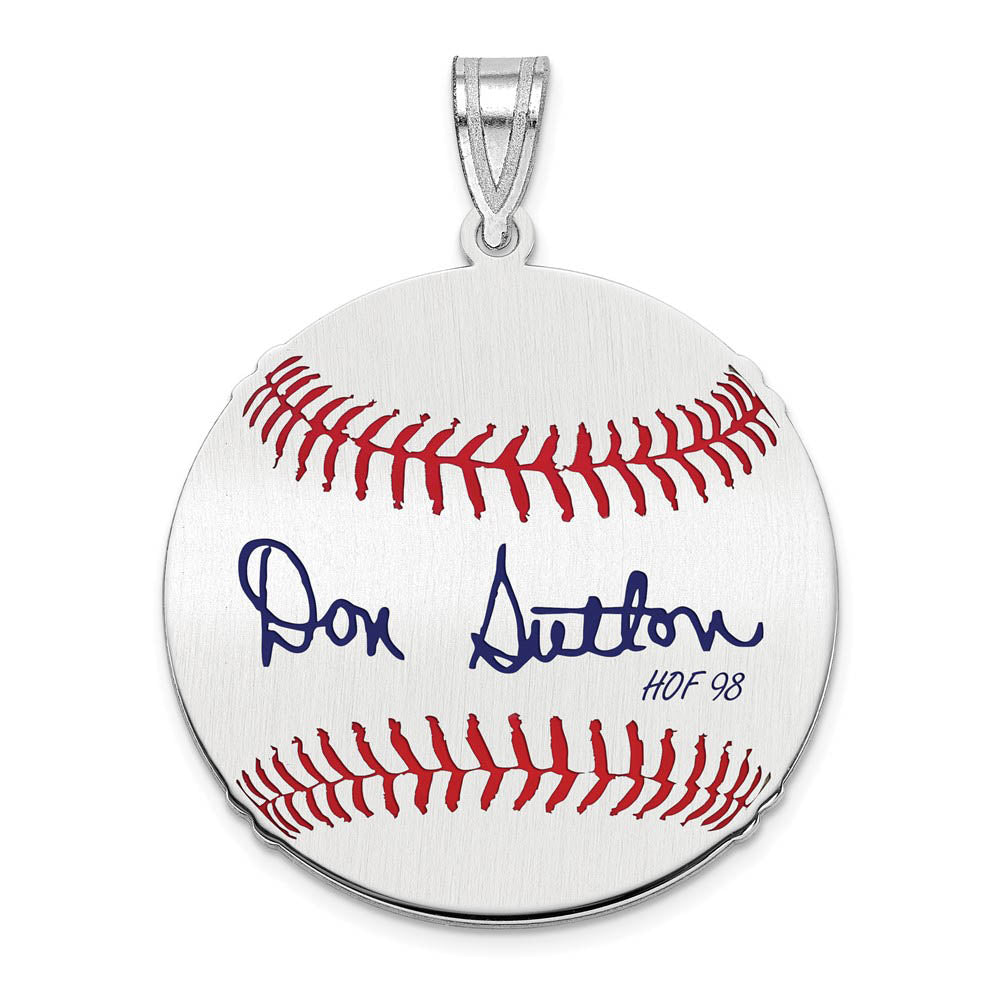 Sterling Silver Don Sutton Signature MD Enamel Baseball Pendant, Item P31501 by The Black Bow Jewelry Co.