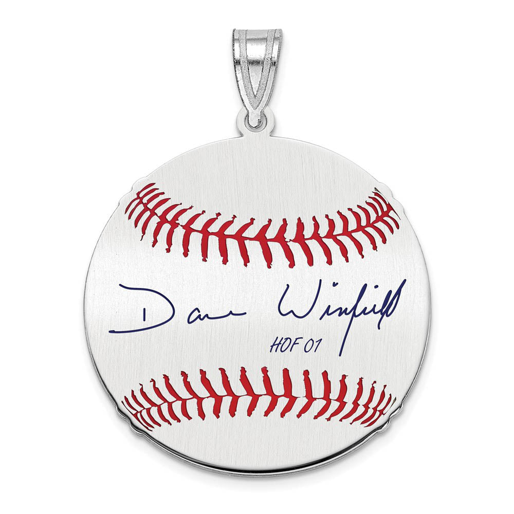 Sterling Silver Dave Winfield Signature MD Enamel Baseball Pendant, Item P31502 by The Black Bow Jewelry Co.