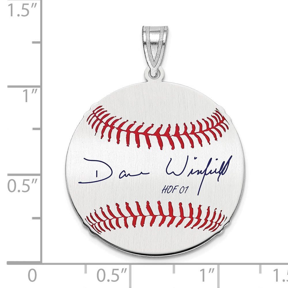 Alternate view of the Sterling Silver Dave Winfield Signature MD Enamel Baseball Pendant by The Black Bow Jewelry Co.