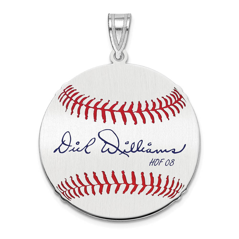 Sterling Silver Dick Williams Signature MD Enamel Baseball Pendant, Item P31503 by The Black Bow Jewelry Co.