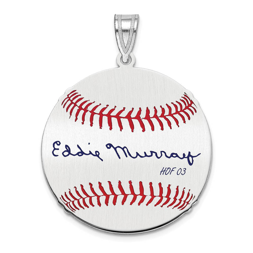 Sterling Silver Eddie Murray Signature MD Enamel Baseball Pendant, Item P31504 by The Black Bow Jewelry Co.