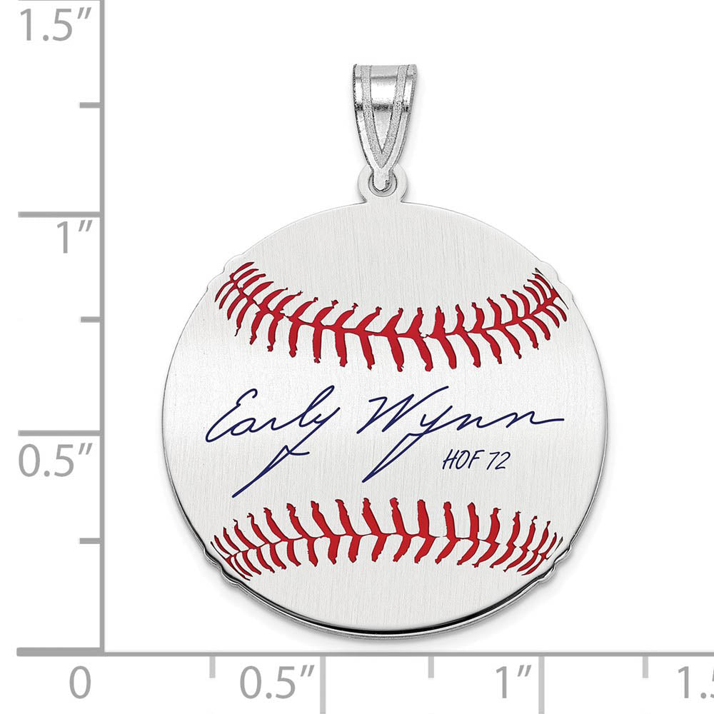 Alternate view of the Sterling Silver Early Wynn Signature MD Enamel Baseball Pendant by The Black Bow Jewelry Co.