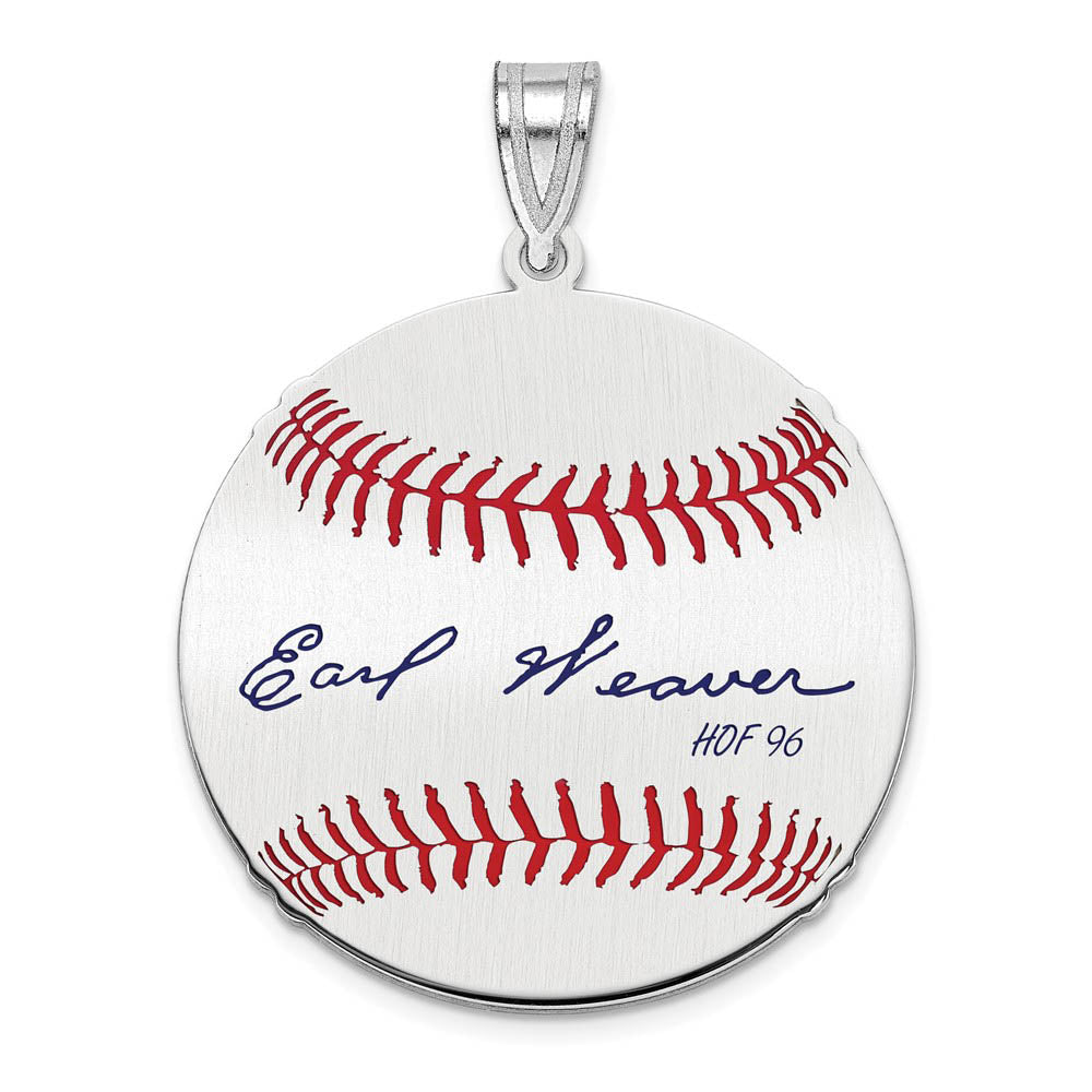 Sterling Silver Earl Weaver Signature MD Enamel Baseball Pendant, Item P31508 by The Black Bow Jewelry Co.
