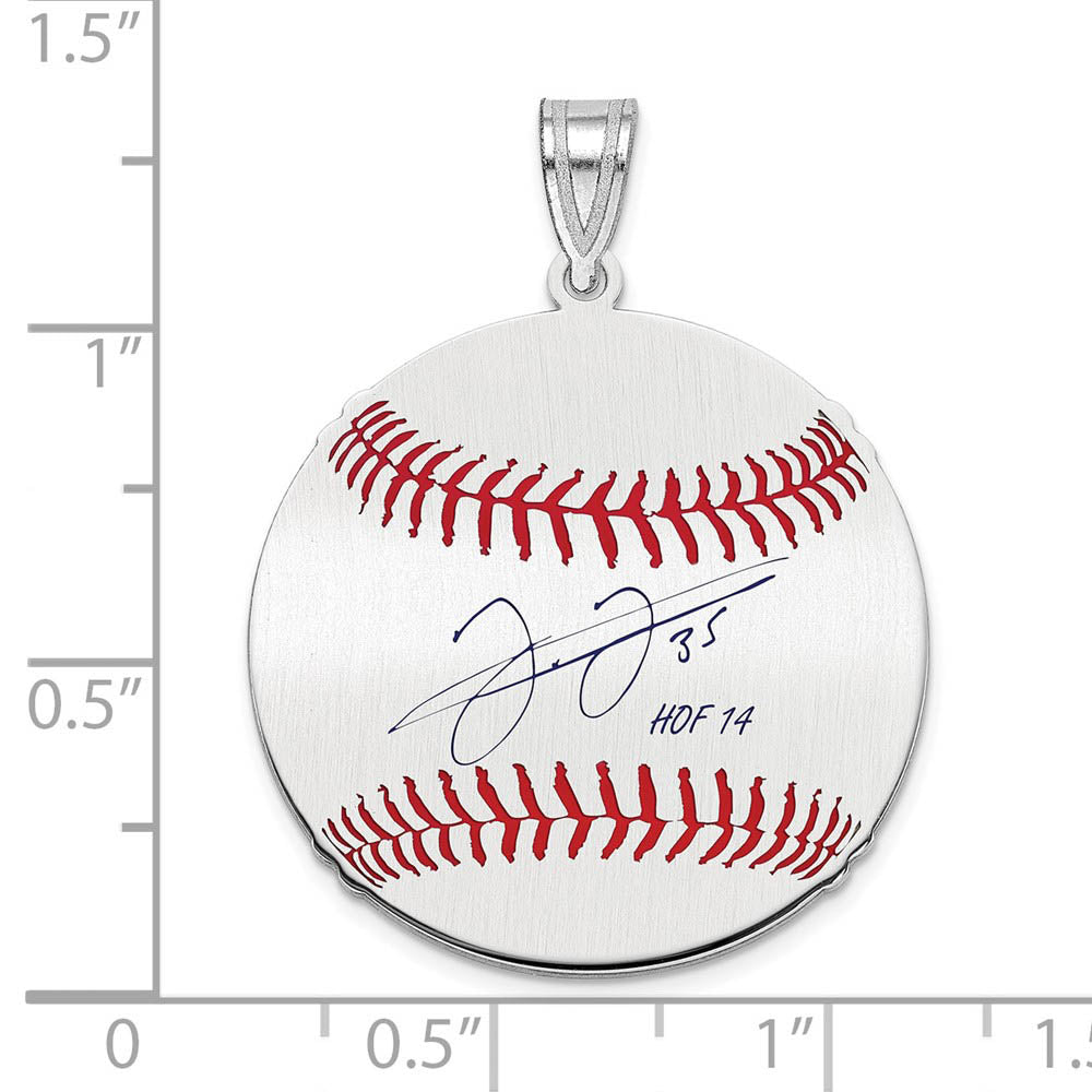Alternate view of the Sterling Silver Frank Thomas Signature MD Enamel Baseball Pendant by The Black Bow Jewelry Co.
