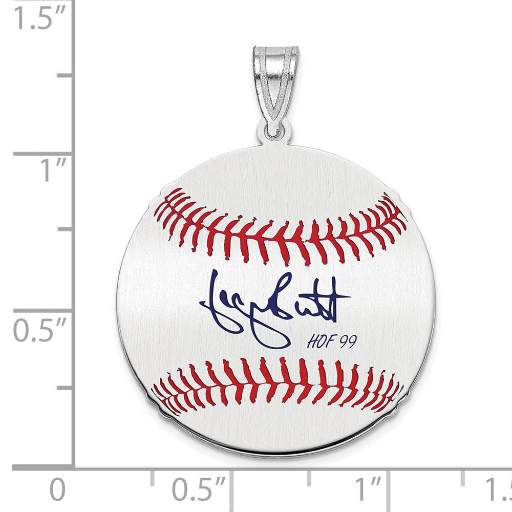 Alternate view of the Sterling Silver George Brett Signature MD Enamel Baseball Pendant by The Black Bow Jewelry Co.