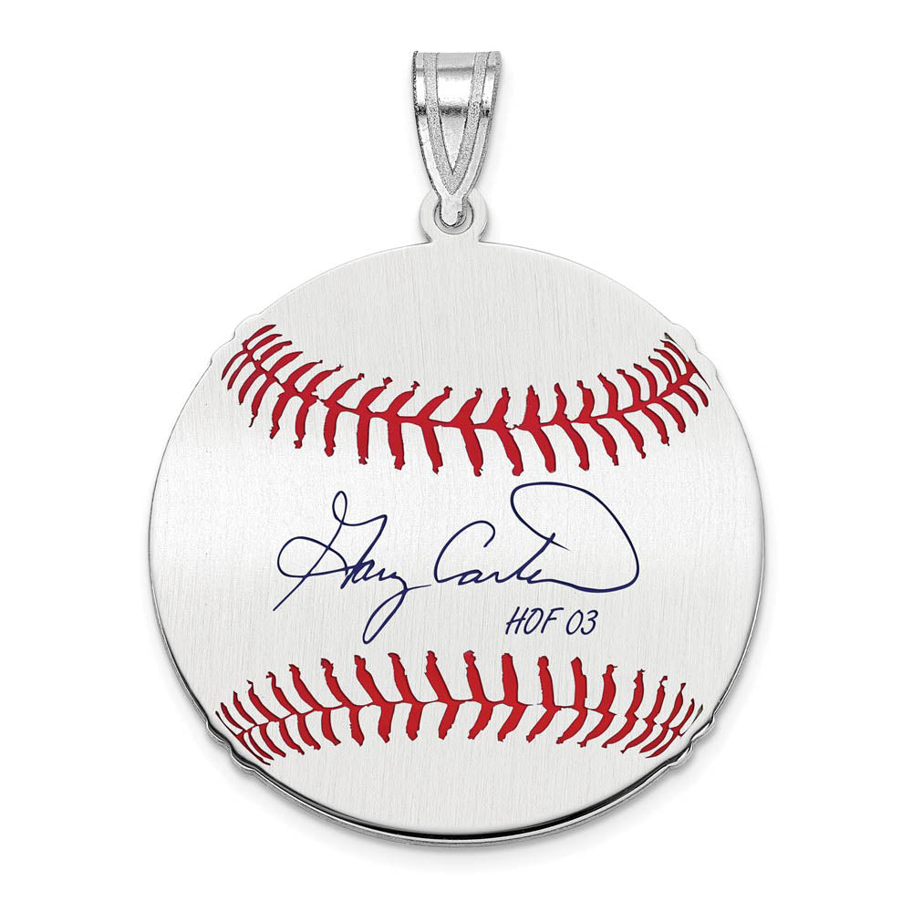 Sterling Silver Gary Carter Signature MD Enamel Baseball Pendant, Item P31512 by The Black Bow Jewelry Co.