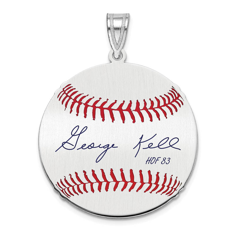 Sterling Silver George Kell Signature MD Enamel Baseball Pendant, Item P31513 by The Black Bow Jewelry Co.