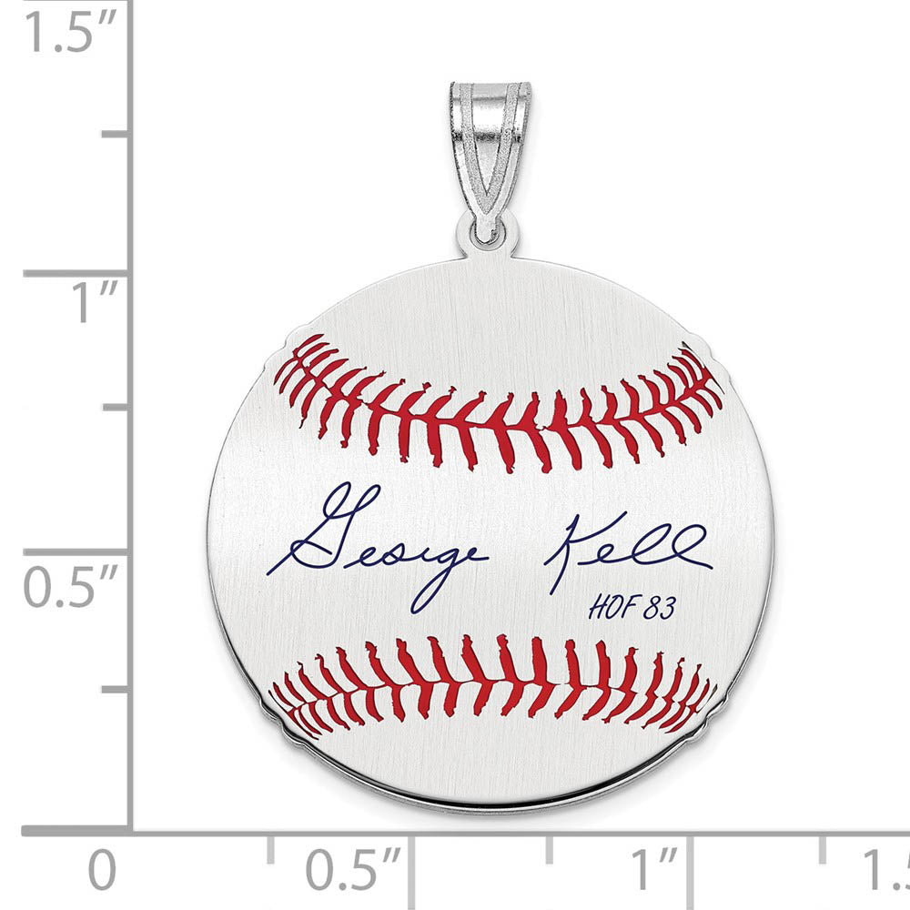 Alternate view of the Sterling Silver George Kell Signature MD Enamel Baseball Pendant by The Black Bow Jewelry Co.