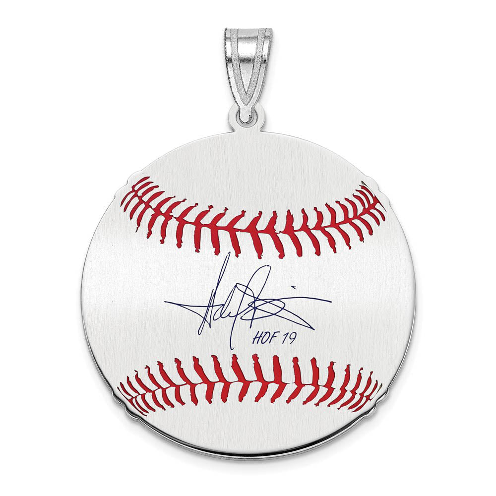 Sterling Silver Harold Baines Signature MD Enamel Baseball Pendant, Item P31514 by The Black Bow Jewelry Co.