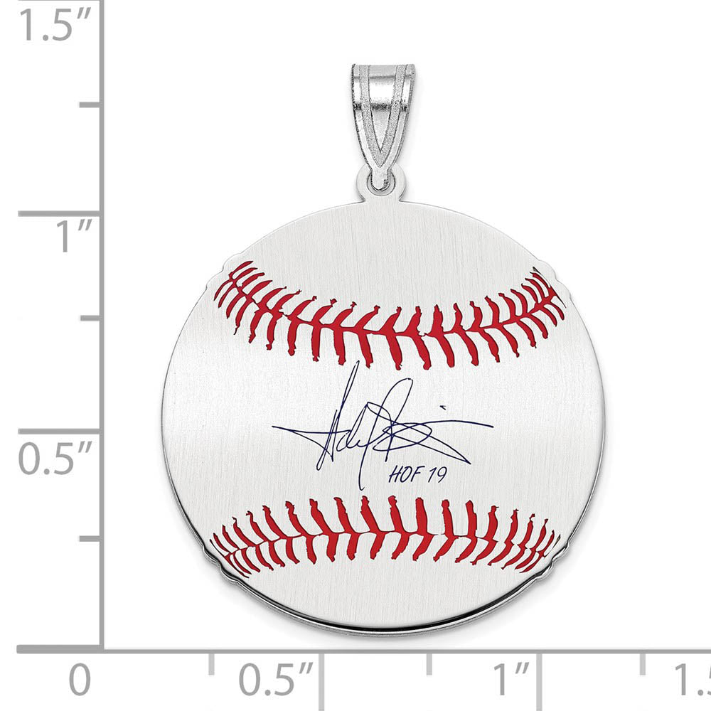 Alternate view of the Sterling Silver Harold Baines Signature MD Enamel Baseball Pendant by The Black Bow Jewelry Co.