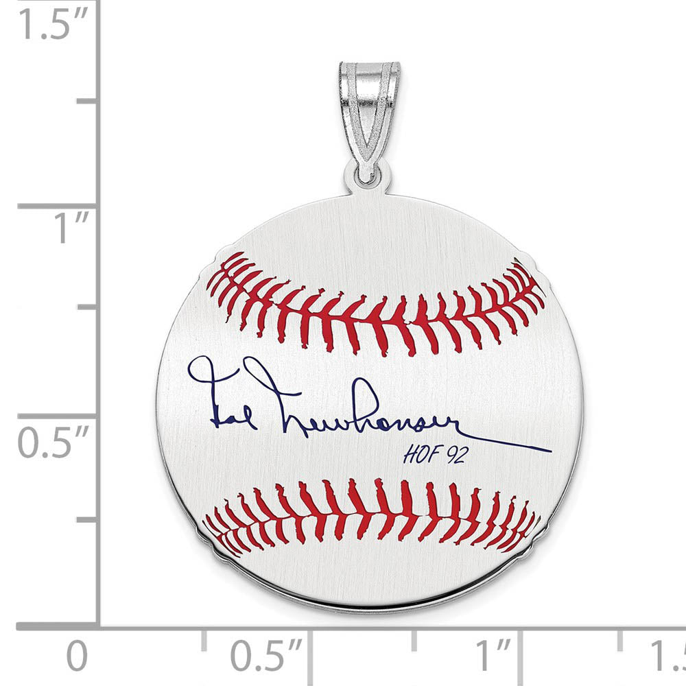Alternate view of the Sterling Silver Hal Newhouser Signature MD Enamel Baseball Pendant by The Black Bow Jewelry Co.