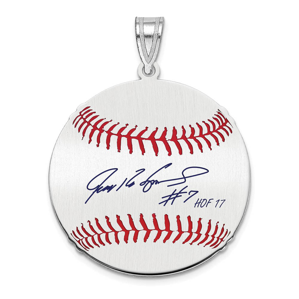 Sterling Silver Ivan Rodriguez Signature MD Enamel Baseball Pendant, Item P31518 by The Black Bow Jewelry Co.