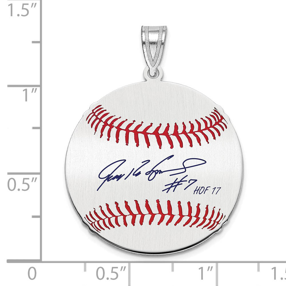 Alternate view of the Sterling Silver Ivan Rodriguez Signature MD Enamel Baseball Pendant by The Black Bow Jewelry Co.