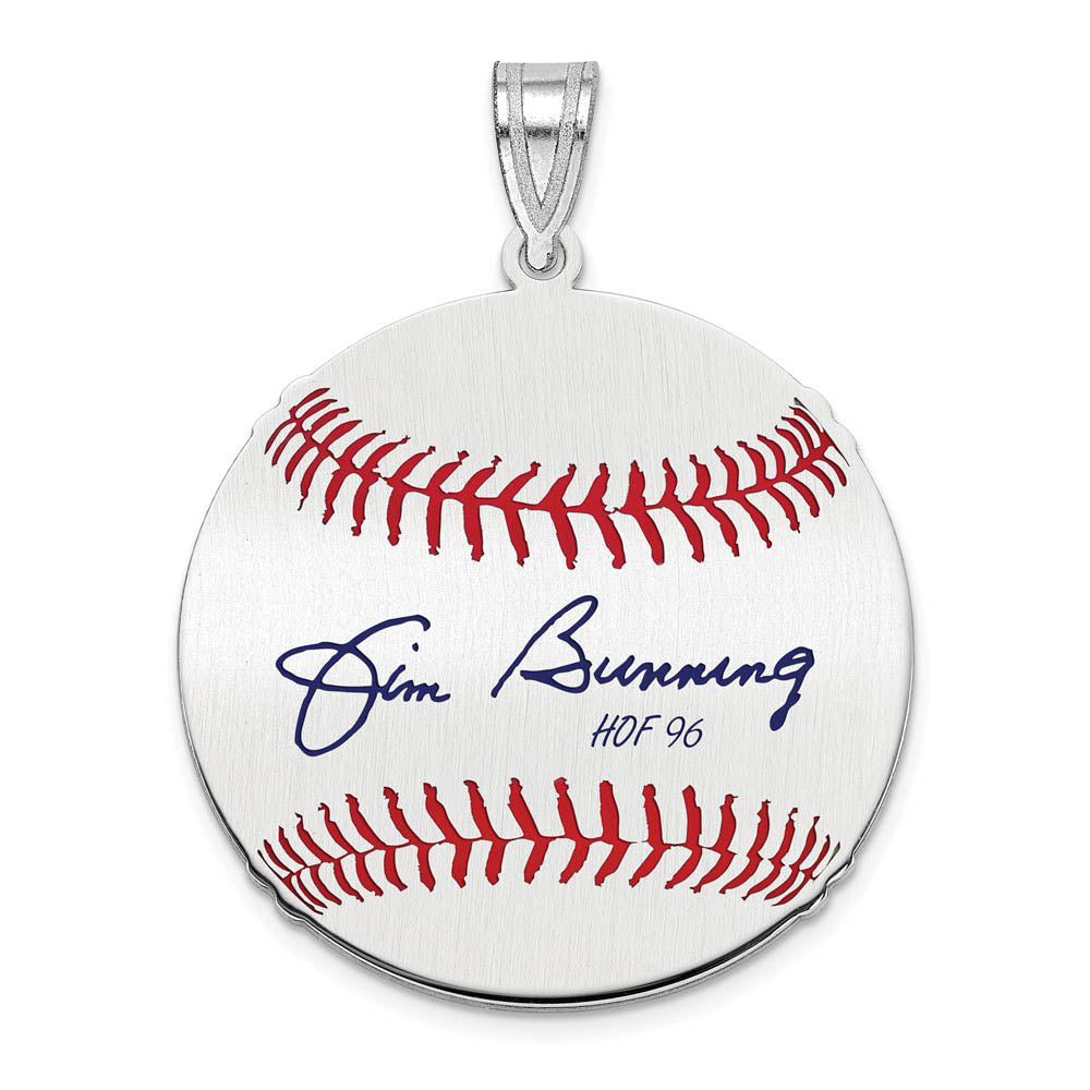 Sterling Silver Jim Bunning Signature MD Enamel Baseball Pendant, Item P31520 by The Black Bow Jewelry Co.