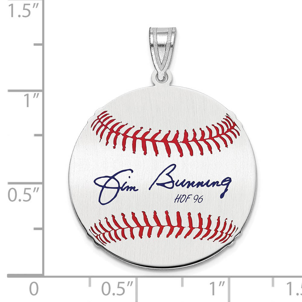 Alternate view of the Sterling Silver Jim Bunning Signature MD Enamel Baseball Pendant by The Black Bow Jewelry Co.