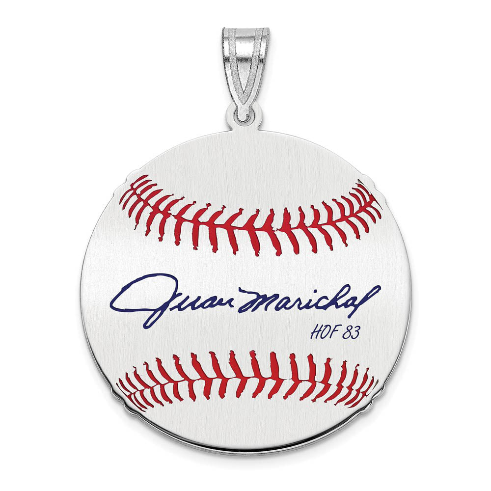 Sterling Silver Juan Marichal Signature MD Enamel Baseball Pendant, Item P31522 by The Black Bow Jewelry Co.