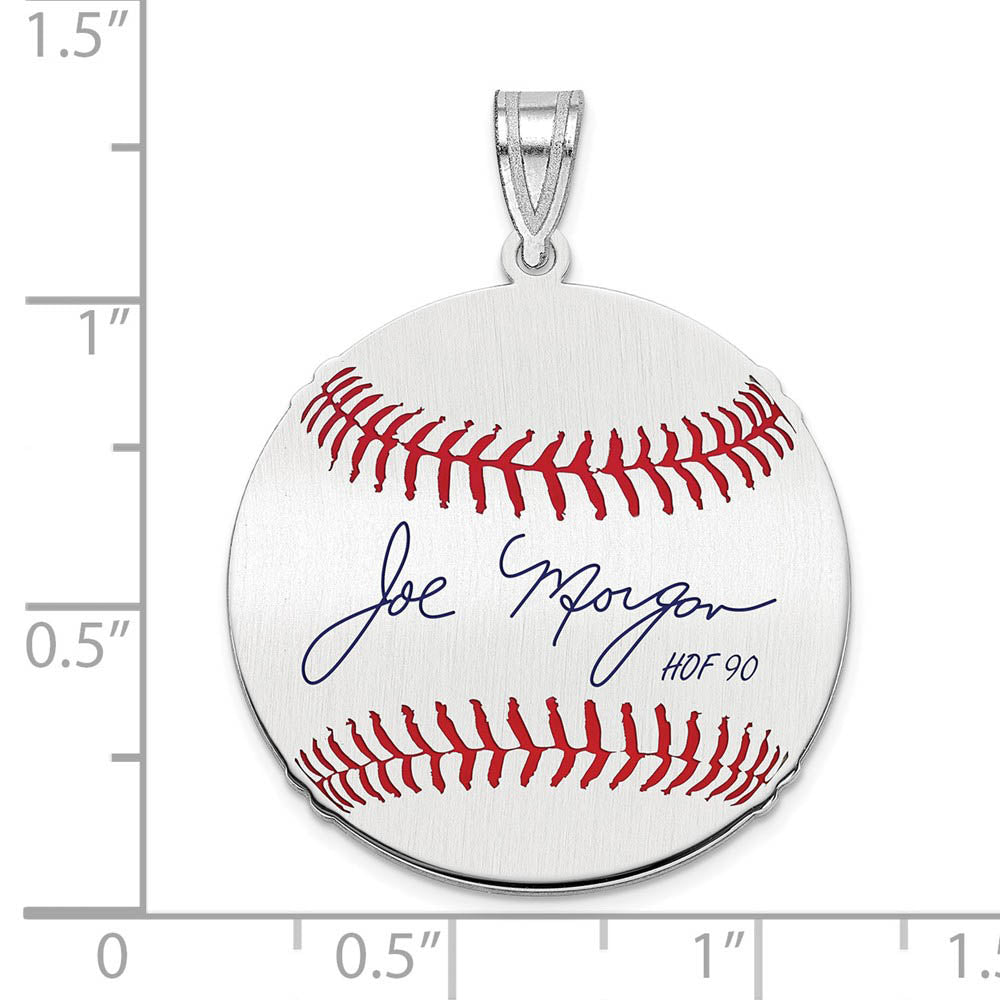 Alternate view of the Sterling Silver Joe Morgan Signature MD Enamel Baseball Pendant by The Black Bow Jewelry Co.