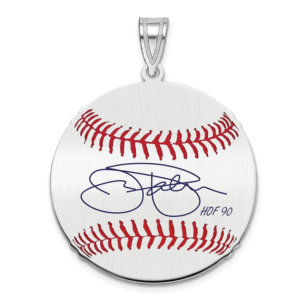 Sterling Silver Jim Palmer Signature MD Enamel Baseball Pendant, Item P31524 by The Black Bow Jewelry Co.