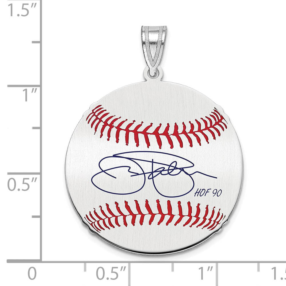 Alternate view of the Sterling Silver Jim Palmer Signature MD Enamel Baseball Pendant by The Black Bow Jewelry Co.